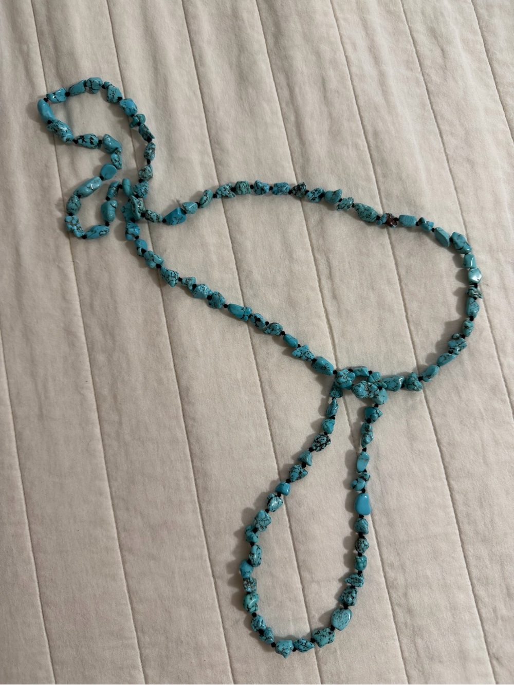 Turquoise Beaded Lariat Necklace - Blue